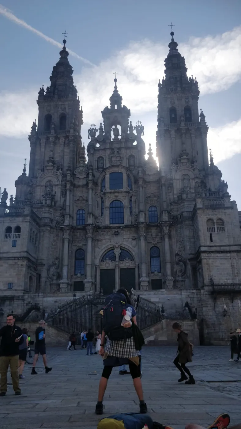 Santiago de Compostela Cathedral rising above the square where pilgrims arrive